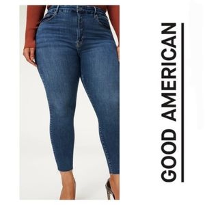 Good American Good Legs Crop Raw Hem Skinny Jean Size 26 Plus NEW NWT